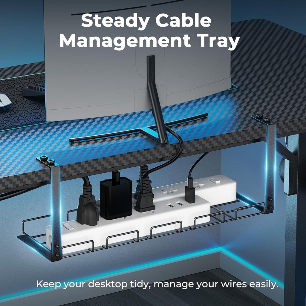 55 Inch Gaming Desk With LED Lights For Gaming Setup - Gear for Gamers