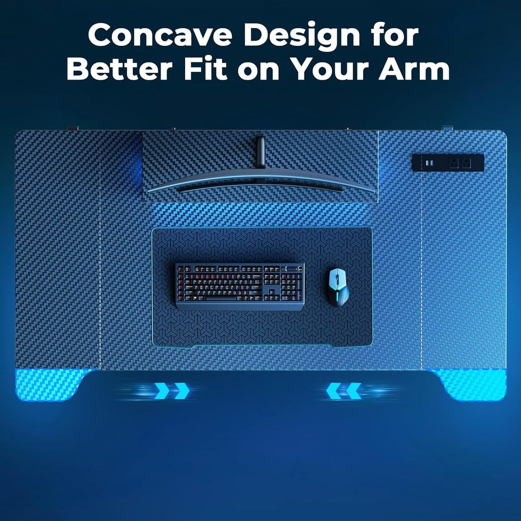 55 Inch Gaming Desk With LED Lights For Gaming Setup - Gear for Gamers