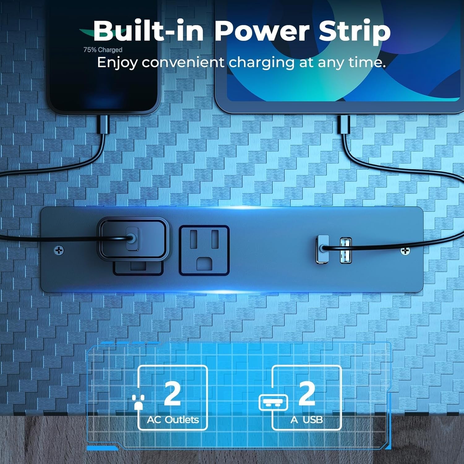 55 Inch Gaming Desk With LED Lights For Gaming Setup - Gear for Gamers