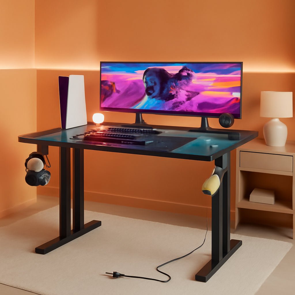 Ergonomic 63 Inch Gaming Desk With LED Lights - Gear for Gamers
