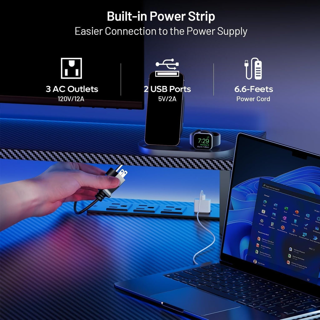 Ergonomic 63 Inch Gaming Desk With LED Lights - Gear for Gamers