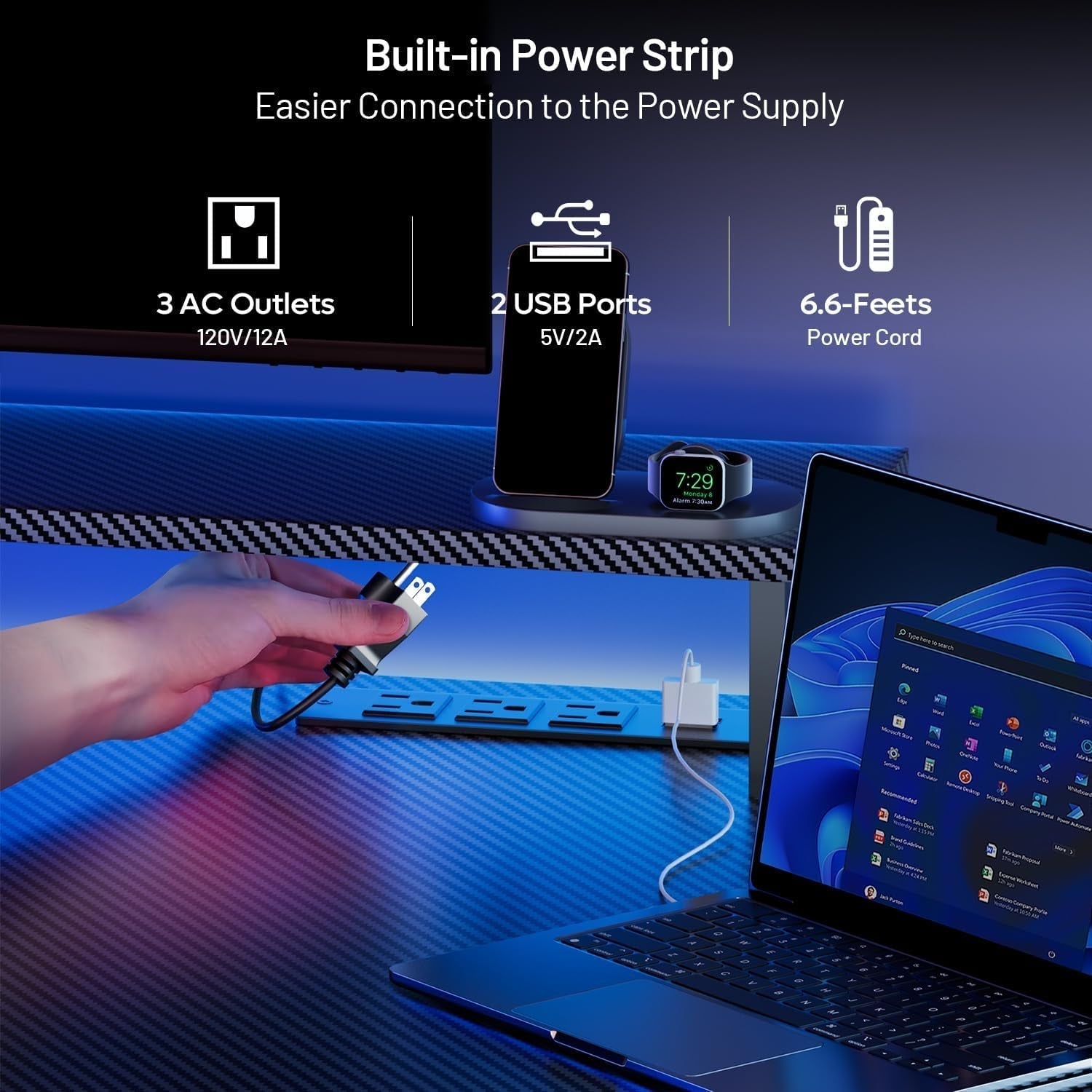 Ergonomic 63 Inch Gaming Desk With LED Lights - Gear for Gamers