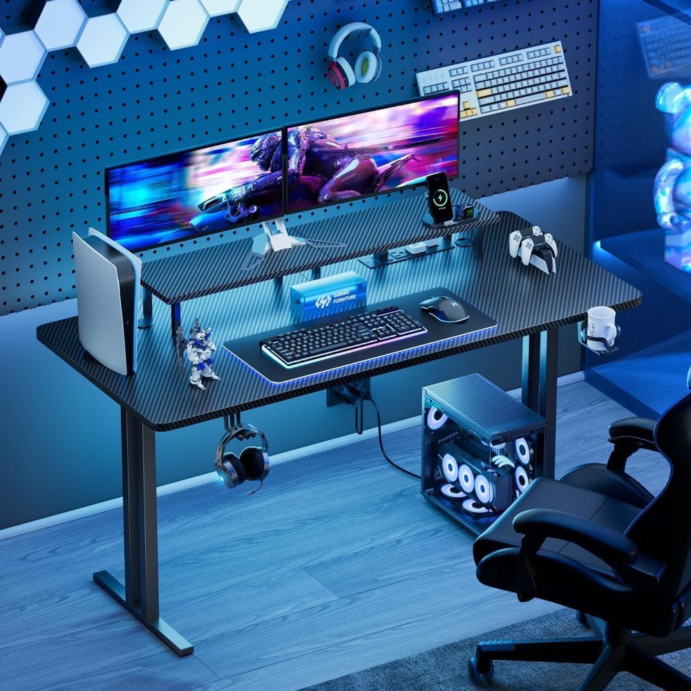 Ergonomic 63 Inch Gaming Desk With LED Lights - Gear for Gamers
