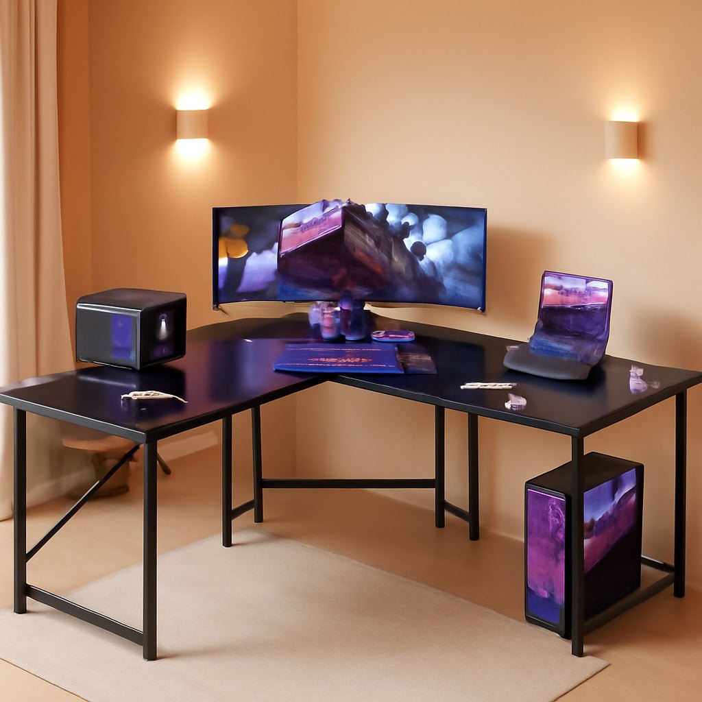 L Shaped Gaming Desk 51 Inch Computer Desk Carbon Fiber - Gear for Gamers