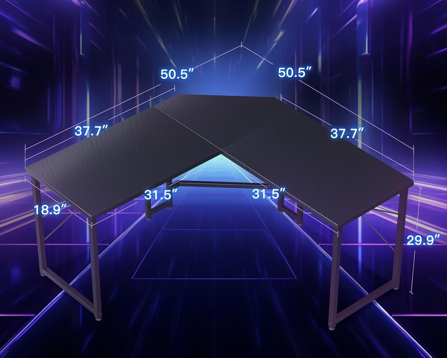 L Shaped Gaming Desk 51 Inch Computer Desk Carbon Fiber - Gear for Gamers