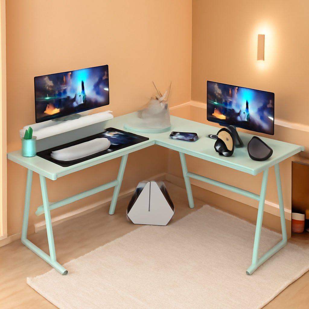 L Shaped Gaming Desk Blue 51 Inch Corner Computer Desk - Gear for Gamers