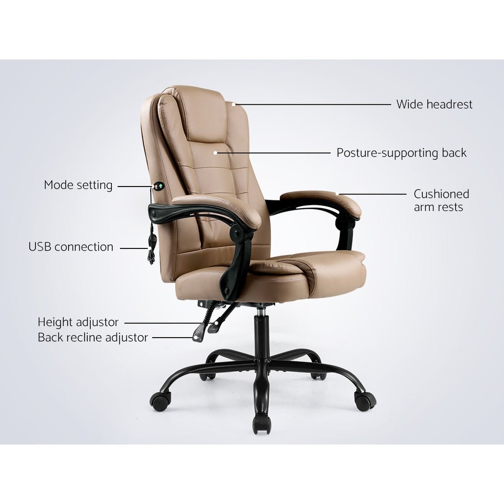NNEDSZ Massage Office Chair PU Leather Recliner Computer Gaming Chairs Espresso - Gear for Gamers